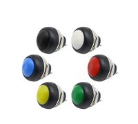 10pcs DIY 12mm Momentary Waterproof Push Button Switch Horn Blue White Green Red Yellow Black 1A 250V Self-reset IDGTTLDF(Gold)