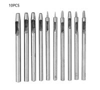 10Pcs DIY Leather Craft Hole Punch Tool Set, Leather Punching Tools, Includes 10 Sizes from 05mm. to 5mm, Hardness Steel with Chip for Belts, Watch Bands, Bags