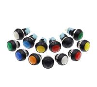 10PCS DIY Mini 12mm Momentary Push Button Switch Horn Blue White Green Red Yellow Black 1A 250V(Reset Yellow)