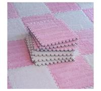 10pcs DIY Spliced Plush Carpet Bedroom Living Room Can Be Cut Foam Floor Mat Household Multi-Purpose Decoration Supplies(Pink+White,4 pcs)