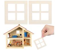 10Pcs Doll House Window Model - Mini Wooden Grids Window Frame Ornaments for Dollhouse Furniture, Handcrafted Beige 7CM, Perfect for 1/12 Scale Dollhouse Decoration