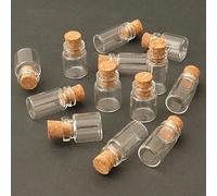 10Pcs Dollhouse Glass Jars Miniature, 1/12 Scale with Cork, Empty Food Container for Kitchen Restaurant Décor