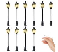 10Pcs Dollhouse Lighting, Simulation DIY Lamp Post 2.68inch Warm Miniature Street Lamp Mini Street Light for Architecture Model Railway Scenery Landscape