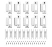 10Pcs Door Strike Plate Set, Stainless Steel Strike Plate, 68x28mm Standard door latch plate with Dust Box & Matching Screws, Door Reinforcement Kit for Wooden Doors,Swinging Doors,Garages Doors Frame