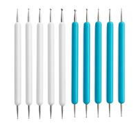 10Pcs Dotting Tools Set - Acrylic & Wood Handle Dotting Pens for Mandala Art, Nail Embossing & Clay Craft (5 White + 5 Blue)