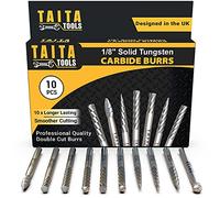 10Pcs Double Cut Carbide Burrs Set, 3mm Shank, Rotary Cutting Tips, Accessories for Dremel, Fordom, Flex Shaft, For wood carving, metal work, and engraving.
