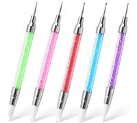 10PCS Double-Ended Nail Art Pens with Silicone Brushes and Acrylic Rhinestone Handles for Nail Sculpture & Dotting & Painting Tools