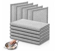 10PCS Double Layer Wire Dishwashing Cloths, Silver Mesh Dishcloths, Non Scratch Cleaning Cloth, 20x20 cm Wire Dishwashing Rag Stainless Steel Wire Cloth for Washing Up Scourers Steel Cleaning Cloth