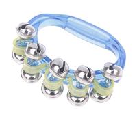 10PCS Double Row Metal Jingles Hand Held Percussion Half-Moon Tambourines Musical Instrument For Bells Toys for Dance Party(Blue)