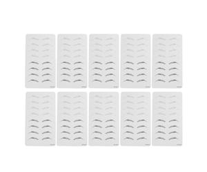 10Pcs Double Sided Eyebrow Practice Skin, Microblading Training Kit with Thickened Inkless Silicone Sheets, Reusable Eyebrow Stencil for Beginners and Professionals in Salon (Style 02)