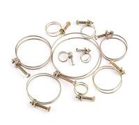 10pcs Double Wire Hose Clips Adjustable Double Wire Water Hose Barb Clamp Pipe Clip Hoop Plumbing Fastener