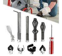 10Pcs Drain Snake Drill Attachment, Drain Auger Cutter Kit for 5/8" Drain Snake Cable Heads Tips, Compatible with K-400,C-4,C-6,C-7,C-8,and C-9, Includes 4 Cutters and 5 Spirals