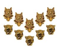 10pcs Dreadlock Jewelry Animal Head Alloy Hair Golden Retro | Antique Finish, Smooth Surface, Eye Catching Detail, for Braids and Beard Decoration, Charming Accent