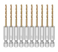 10Pcs Drill Bit, 2mm Hex Shank Twist Drill Bits Set High-Speed Steel Titanium Coated 6-Angle Drill Bits, Suitable for wood metal plastic stainless steel aluminum alloy