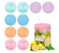 10pcs Drink Cover, Polyester Ammonia Drink Cover Scrunchies with Straw Hole 5 Colors Reusable Cup Covers for Drink Protection Drink Cover for Women
