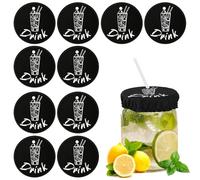 10pcs Drink Cover Scrunchies, Reusable Anti Spike Drink Cover for Alcohol Safe Prevention with Straw Hole Drink Protector Scrunchies for Girls Women Bar Party (Black)