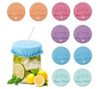 10pcs Drinks Cover Scrunchie, Washable Beverage Scrunchie Spiking Protector Reusable Anti Spike Drink Covers Prevention with Straw Hole Alcohol Protection Cup Cap for Women Bar Party Safety