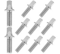 10pcs Drum Key Bolts M6x15mm for Bass Drum Pedal Shaft | Silver Plated Iron, Smooth No Burrs Finish, Maintenance Use, Sound Consistency, Includes 10 Pads