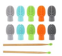 10pcs Drumstick Protector, 5 Colors Silicone Quiet Tips Mute Pads for Silent Drum Practice Drumstick Dampeners Drum Stick Accessories for Drummers Fits 5A/7A Drumsticks