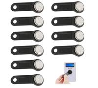 10Pcs DS1990A-F5 TM Card iButton Tag Touch Memory Key Non-Magnetic Electronic Keys Smart Clone Read-only Key Fob for Dallas Cash Register Sale Till Systems, Black Handle