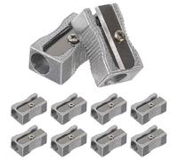 10PCS Dual Colored Pencil Sharpener Pocket Aluminium Alloy Metal 1-Hole Steel Rectangular Small Sharpeners School Supplies