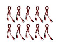 10Pcs Dual Ended Alligator Clips Test Leads with Red & Black Clamps for Labs Schools Homes - 10mm Jaw Opening PVC Insulated Electrical Test Wires (1m)