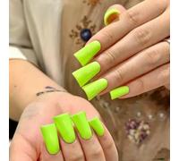 10Pcs Duck Press on Nails - Solid Color Duck Nails Tips Shaped Glossy Full Cover Acrylic French False Nail Duckbill Fake Nail Glue ons Fingernails for Women (Short Green,L)