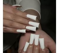 10Pcs Duck Press on Nails - Solid Color Duck Nails Tips Shaped Glossy Full Cover Acrylic French False Nail Duckbill Fake Nail Glue ons Fingernails for Women (Long White,M)