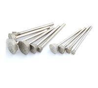 10pcs E-Shape Diamond Sand Polishing and Grinding Head 10MM Inverted Trapezoid, 3mm Connect Shank, Grinding Needle Drill Bit for Carving Jade Stone Peeling -Only One Size