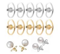 10PCS Earring Backs for Droopy Ears Pig Nose Shape Earring Backs Safety Backs Replacement Earring Back Lifters Easy to Put On and Take Off for Studs Heavy Earrings (Gold + Silver)