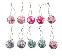 10pcs Easter Ball Ornament Hanging Foam Balls Flower Pendants Bulb Bauble Cloth Fabric Wrapped for Spring Tree Wall Wedding Party Mothers Random 5CM