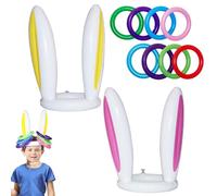 10pcs Easter Ring Toss Game Inflatable Bunny Ears Hat Rings Toss Toys for Kids,Adults,Easter Party Games Target Toy,Easter Rabbit Toss Game Props for Indoor Outdoor Family Fun Game Easter Party Favors