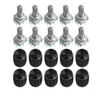 10Pcs EC11 Rotary Encoder, 360 Degree Code Switch for Electronic Projects, 5 Pin for Smooth Operation in Robotics Applications (plum handle 20mm)