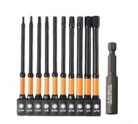 10pcs effect Grade Hex Bit kitH1.5 to H8 with Magnetic Bit Holder, SAE 1/4 Inch Hex Shank, 100mm Extended Length for Drill and Screwdriver Use(A)