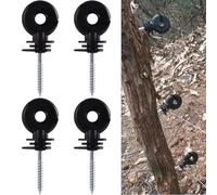 10Pcs Electric Fencing Ring Insulators, Wire Mesh Black Fence Posts Screw Insulators, Short Screw Type Wood Post Practical Screw in Ring Insulators for Ropes, Wires and Strands.