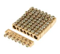 10pcs Electrical Distribution Wire Screw Terminal Brass Ground Neutral Bar Brass Grounding Bar Terminal Block Bar for PE30 Distribution Box Lighting Cabinet Brass Material