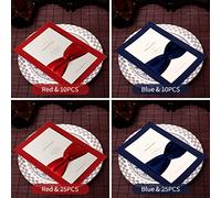 10PCS Elegant Bow Ribbons Wedding Invitations Cards with Envelopes For Bridal Shower Engagement Greeting Card Anniversary Valentine Birthday Gift for Her Mum Wife Lovers Blue Red