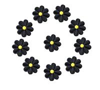 10PCS Embroidery Daisy Sunflower Flowers Sew Iron On Patch Badges Bag(Noir)