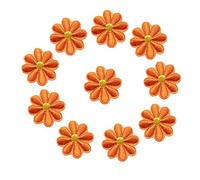 10PCS Embroidery Daisy Sunflower Flowers Sew Iron On Patch Badges Bag(Orange)