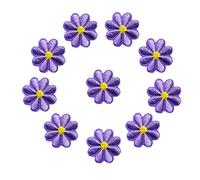 10PCS Embroidery Daisy Sunflower Flowers Sew Iron On Patch Badges Bag(Purple)