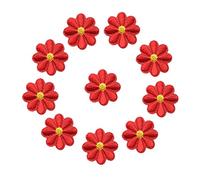 10PCS Embroidery Daisy Sunflower Flowers Sew Iron On Patch Badges Bag(Red)