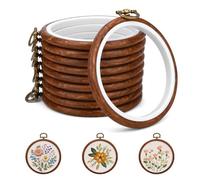 10pcs Embroidery Hoops Kit - 10cm/4in Round Cross Stitch Hoops Ring Frame with Hanging Brass Ring, DIY Craft Sewing Supplies & Accessories for Adults, Wall Decor & Christmas Ornaments