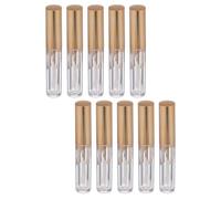 10pcs Empty Lip Gloss Tube with Gold Cap, Plastic Bottle, Brush | Visible Fill Level, for Lip Gloss Lip Balm Lip Oil Lotion Mascara, Business Trip Indoor Use
