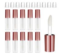 10Pcs Empty Lip Gloss Tubes 1.2ml Mini Refillable Lip Balm Bottles Lipstick Containers Clear Cosmetic liquid blush Bottles with Rubber Inserts and Sponge Tip for Samples Travel Split(Rose Gold Cap)