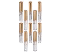 10Pcs Empty Lip Gloss Tubes with Gold Wave Caps, Plastic Bottles for DIY | Visible Fill Level, Portable Storage, Lip Brush Included, Suitable for Cream or Mascara during Travel Touch-Ups
