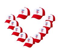 10Pcs England St George Cross Printed Baseball Cap for FIFA 2026 World Cup - Adjustable White and Red Supporters Hat for Football Matches, Sports Events, Travel, Fan Celebrations and Outdoor Wear