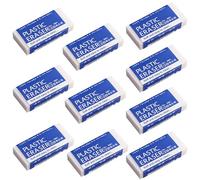 10Pcs Eraser Multipack, Pencil Erasers White Plastic Rubbers Erasers Classic Latex Free Plastic Rubber Eraser for School, Office, Kids, Adults Art