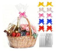 10pcs Extra Large Cellophane Bags for Hamper 28 x 40 inch Clear Cellophane Wrap for Hampers with Bows, Big Gift Basket Hamper Wrapping Cellophane Bags for Gift Easter Christmas Hamper Wrap