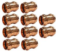 (10Pcs) EZ-FLUID Copper Press Fittings 1/2" Coupling with Stop Zero Lead,Propress Coupling Pressure Copper Fitting,ProPress Press Copper Fitting Connection NSF,cUPC Certified,Residential,Commercial