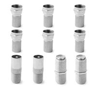 10Pcs F Type Coaxial Cable Connectors TV Aerial Sealed Screw On Twist Lock RG6 Coupling Socket Adapters for Satellite TV/Sky/Virgin Media(Silver)